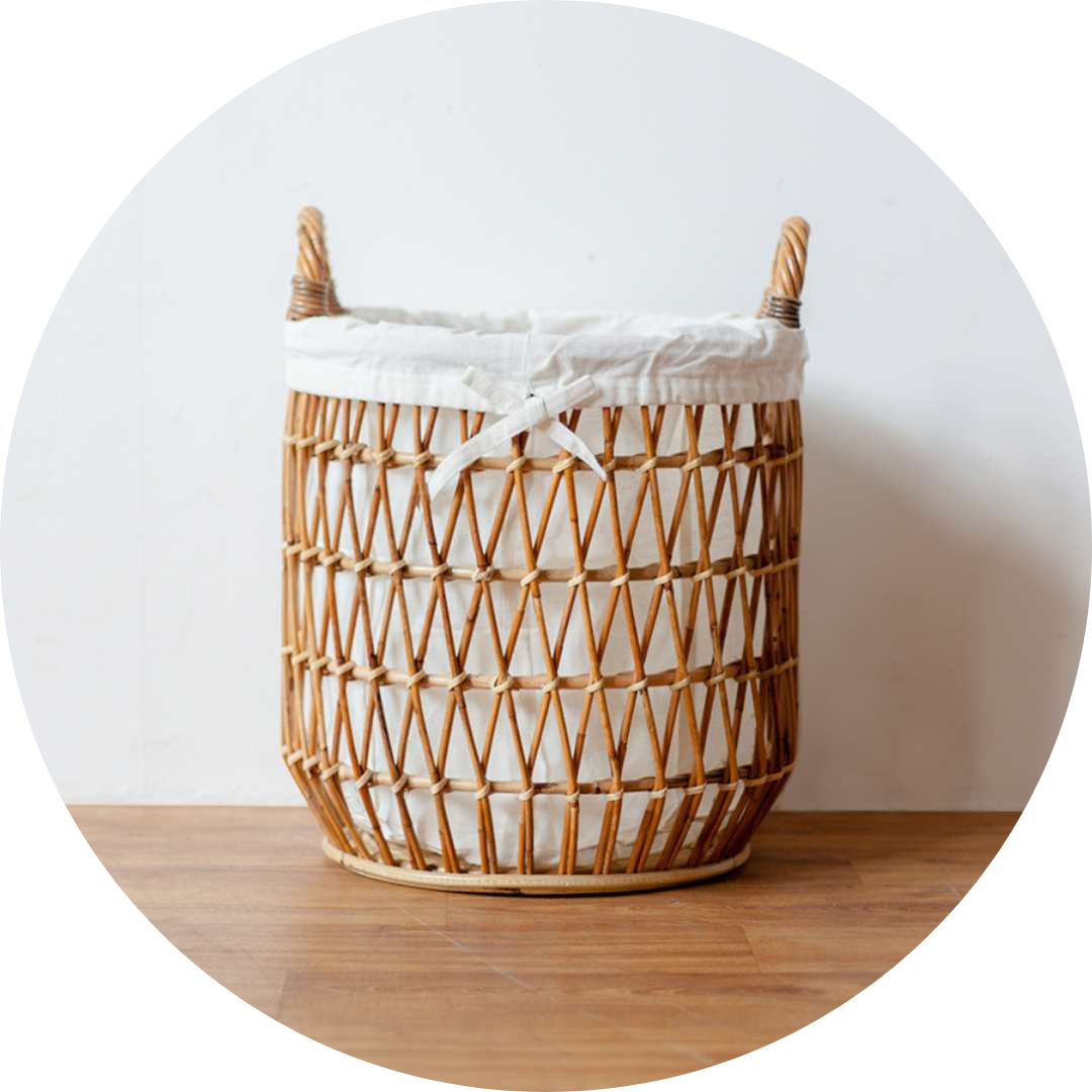 Wicker basket for laundry cleaning service by Two Sister's Maid To Clean.